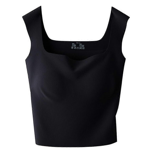 Ribbed Square-Neck Cropped Tank Top With Bra Pads Women Casual Fashion Sleeveless Stylish Outwear Vest