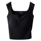 thumbnail image 1 of Ribbed Square-Neck Cropped Tank Top With Bra Pads Women Casual Fashion Sleeveless Stylish Outwear Vest, 1 of 2