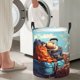 thumbnail image 5 of Balery Colorful Travel Luggage Gear Cesta de ropa redonda con asas, impermeable, independiente, para ropa, juguetes, dormitorio y familia-Small, 5 of 6