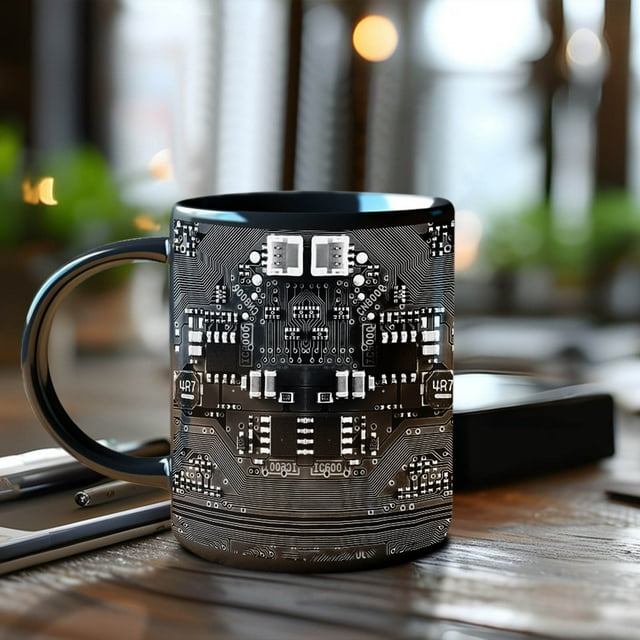 Wzzjkit Circuit Motherboards Line Ceramic Mugs Science and Engineering Male Birthday Gift Mugs Computer Mugs Kitchen Accessories