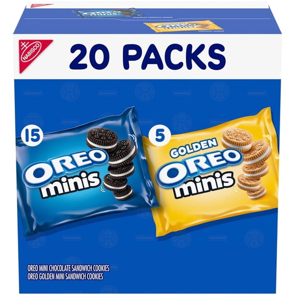 OREO Minis Sandwich Cookies Variety Pack, Original Creme and Golden OREO, 20 Snack Packs