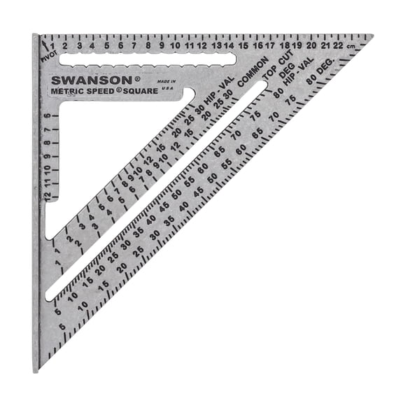 Swanson Tool Co 25cm Aluminum Metric Speed Square with Blue Book and English/German/French Card, Model EU202