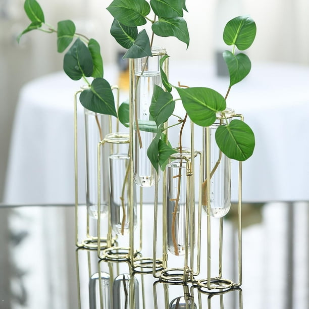 15" | Set of 5 Conjoined Geometric Metal Flower Vase Racks | Hydroponic ...