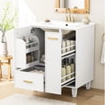 thumbnail image 2 of 24" Bathroom Vanity with Sink, Bathroom Cabinet with Door Shelf, Deep Drawer, 2-Tier Pull-Out Basket, Solid Wood Frame and MDF Board, Easy Assembly, Modern Bathroom Cabinet for Bathroom, White, 2 of 9