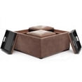 thumbnail image 3 of Trent Home 35" Square Faux Leather Coffee Table Ottoman in Umber Brown, 3 of 8
