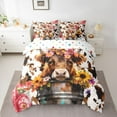 thumbnail image 2 of Homewish Highland Cow 7-Piece Twin Bedding Sets for Teens Boys Girls,Farmhouse Animal Bedding Comforter Set,Chic Flowers Breathable Sheet Sets,Luxury Bedroom Decor,Reversible, 2 of 8