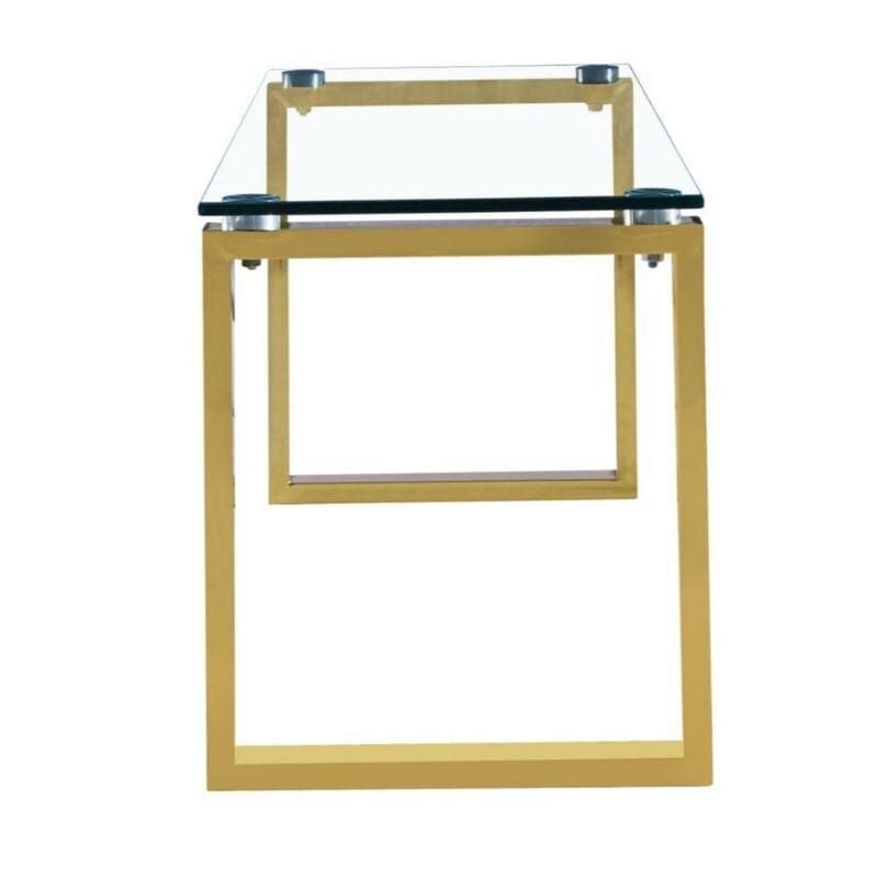Gyna Large Coffee Table – Elegant Glass Top with Shiny Gold Legs, Modern Design