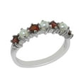 thumbnail image 1 of LBG 18k White Gold Cultured Pearl & Garnet Womans Eternity Ring - Size 5, 1 of 6