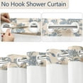 thumbnail image 3 of No Hook Shower Curtain with Snap in Liner Blue Floral Cotton Linen Cottagecore Shower Curtain for Bathroom 72" W x 75" L, 3 of 7