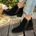 thumbnail image 5 of FRSASU Women's Ankle Boots Side Zipper Low Block Heel Short Booties Classic Round Toe Casual Boots for Daily Walking Black, 5 of 9