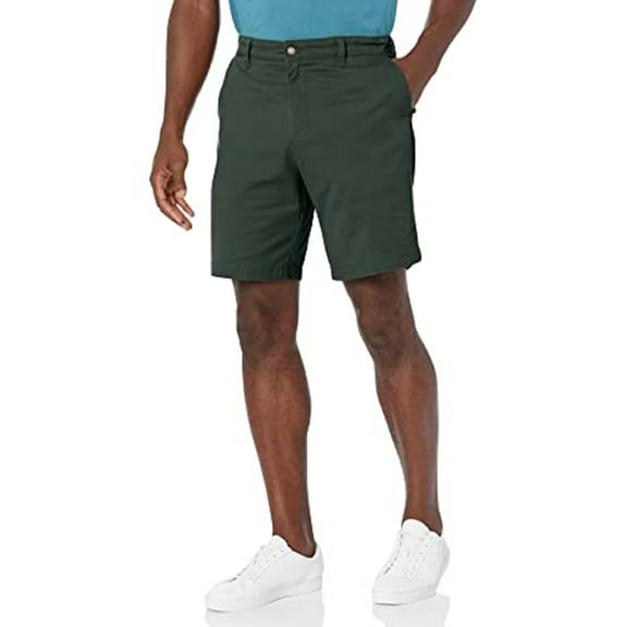 Nautica Men's Classic Fit Stretch Chino Flat Front Deck Short Green Size 38