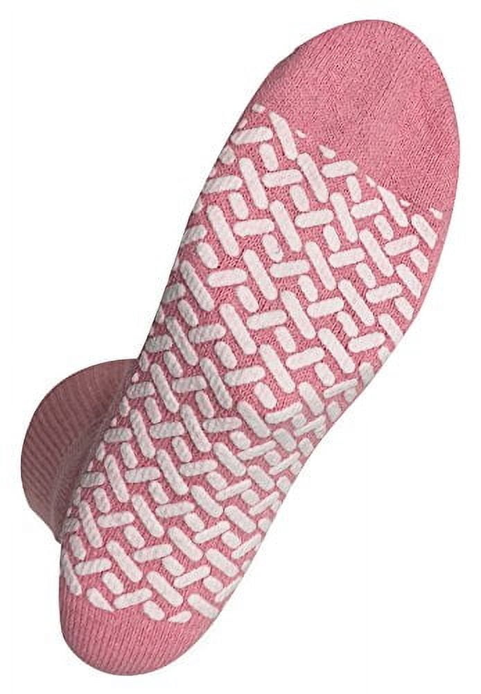 Diabetic Socks Unisex- Non Skid Hospital Loose Fitting Slipper Socks With Gripper Bottoms - 3 Pack Savings - Gripper socks (Pink, 9-11)