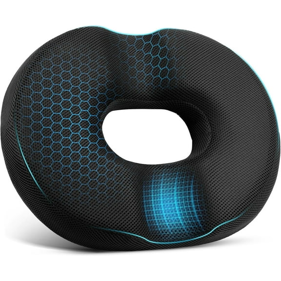 Donut Pillow Seat Cushion for Tailbone Pain Relief and Hemorrhoids, Memory Foam Seat Chair Cushion for Postpartum Pregnancy, Seat Cushions for for Office&Home Chairs (Black)