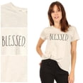 thumbnail image 5 of Rae Dunn Women's BLESSED Short Sleeve Crew Neck Graphic T-Shirt, 5 of 7