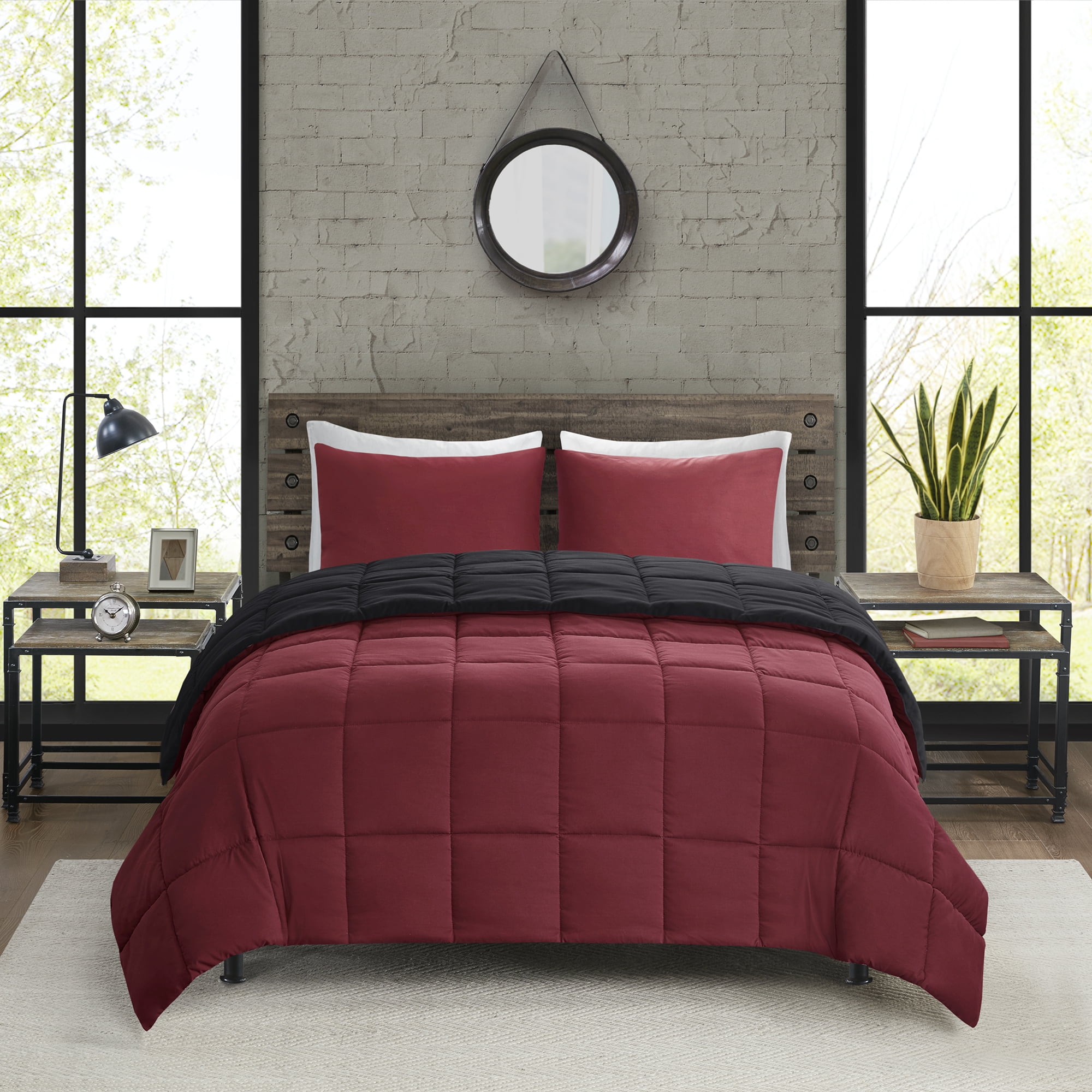 Woolrich 3 Piece Solid Reversible Down Alternative Comforter Set, King