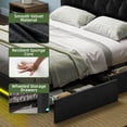 thumbnail image 4 of DEXTRUS Queen Size Upholstered Bed Frame with Power Outlets & LED Lights, Storage Bed Frame with Drawers & Tall Headboard, Black, 4 of 10