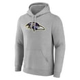 thumbnail image 2 of Men's Heather Gray Baltimore Ravens Primary Team Logo Fitted Pullover Hoodie, 2 of 3