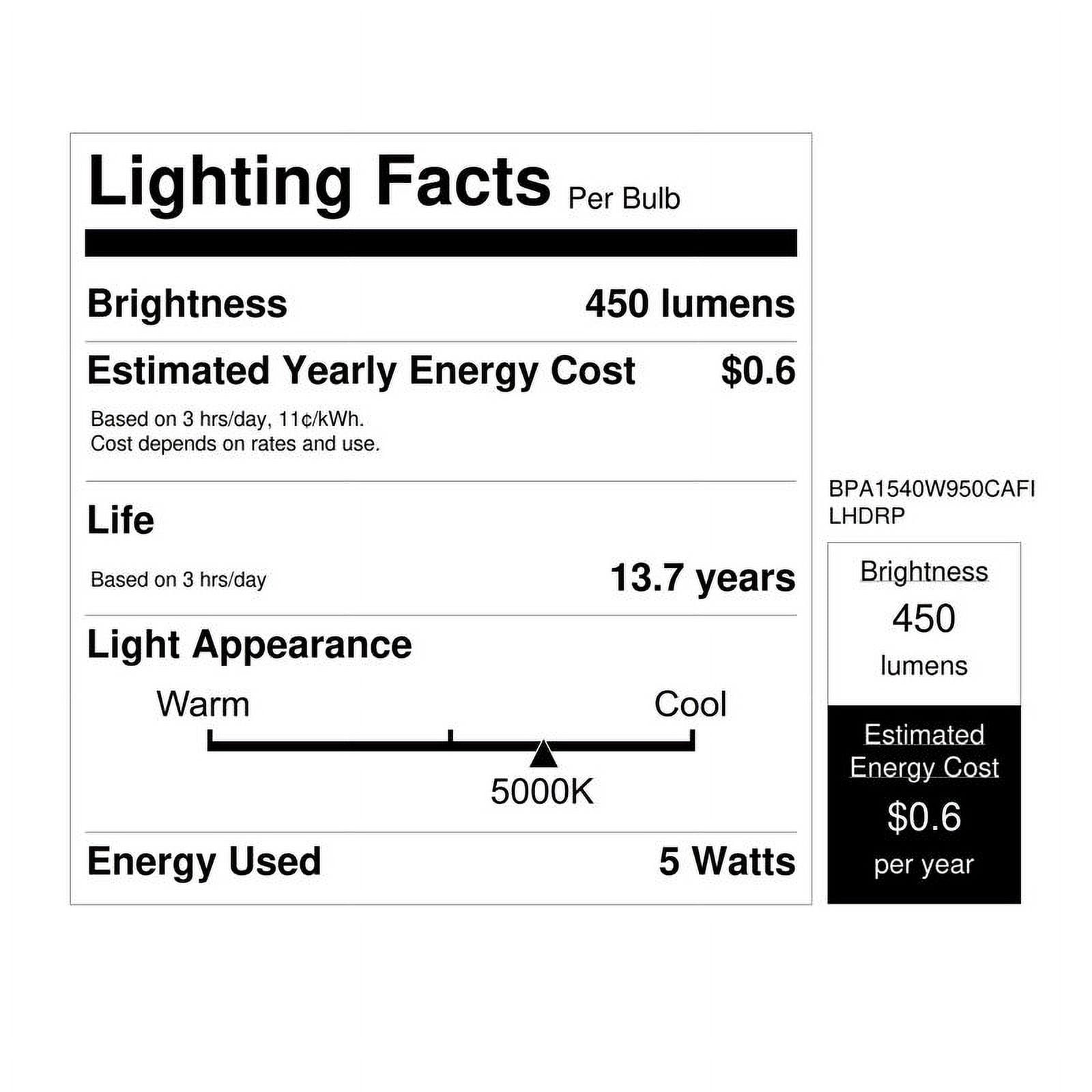 Feit Electric 3011902 40W Equivalence A15 E26 Medium Filament LED Bulb Daylight, Pack of 6