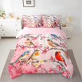 thumbnail image 2 of Homewish Peach Blossom 7-Piece Bedding Comforter Set,Cute Cardinal Bird King Bedding Sets,Pink Flower Floral Bed Sheets For Teens,Super Cozy Room Decor Reversible, 2 of 8