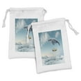 thumbnail image 1 of Whale Fabric Pouch Set of 2, Dreamy View of Whale and Aeroplane Fantasy Landscape Cloudy Sky Image, Small Drawstring Bag for Toiletries Masks and Favors, 9" x 6", Pale Blue Yellow White, by Ambesonne, 1 of 2