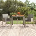 thumbnail image 1 of vidaXL Garden Table with Wooden Top Grey 90x90x75 cm Poly Rattan, 1 of 4