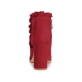 thumbnail image 4 of Unique Bargains Women's Ruffle Block High Heels Ankle Boots Red (Size 9.5), 4 of 8