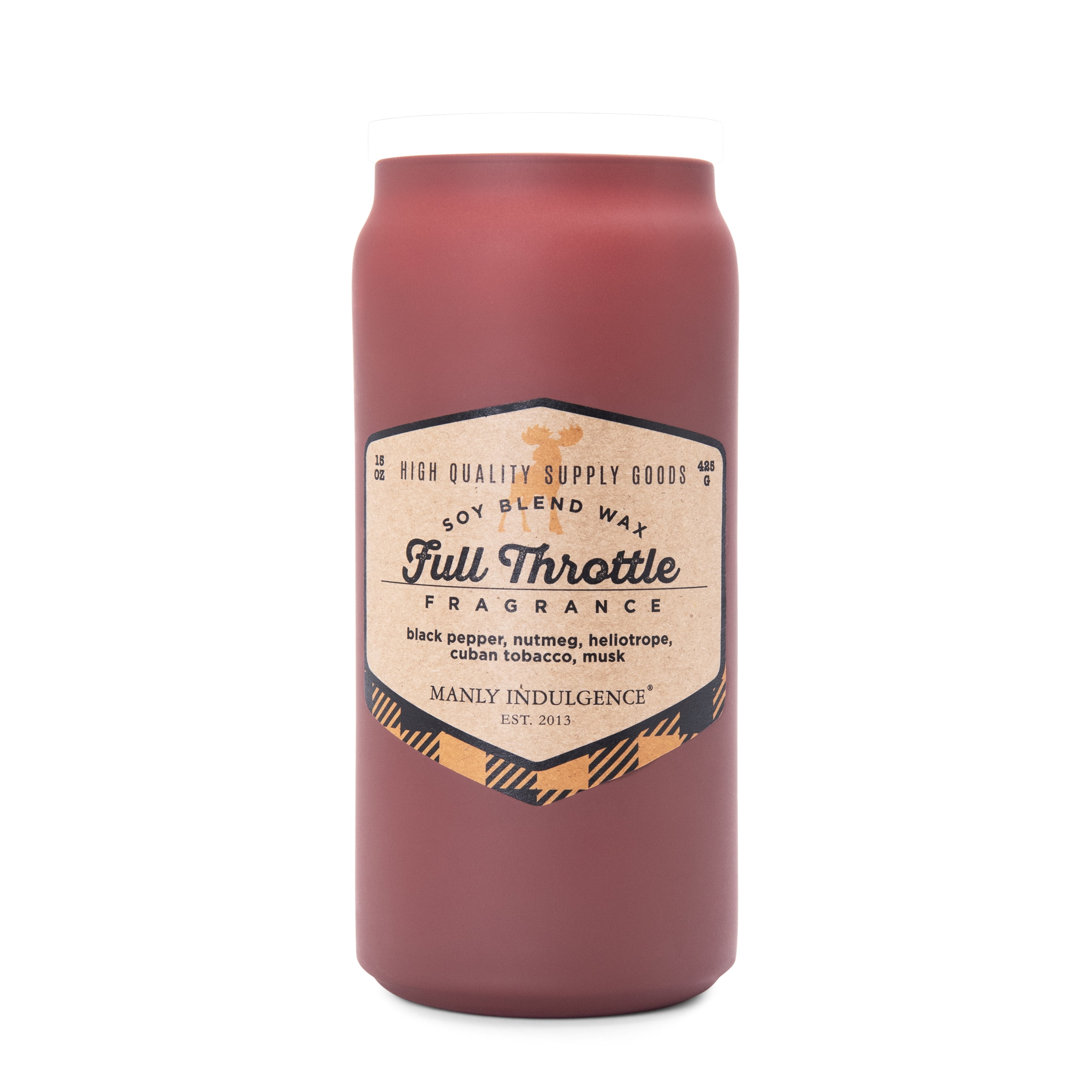 Manly Indulgence Full Throttle Scented Jar Candle, Premium Scented Candles for Men with High Fragrance and Premium Cotton Wick, Adventure Collection, 15 oz - Up To 60 Hours Burn