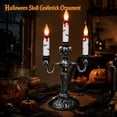 thumbnail image 3 of Halloween 3-Arm Skull Candelabra LED Candle Holder, Blood Drip Flickering Flameless Candle Lamp, Spooky Gothic Tabletop Ornament for Mantel Party Decor, 3 of 5