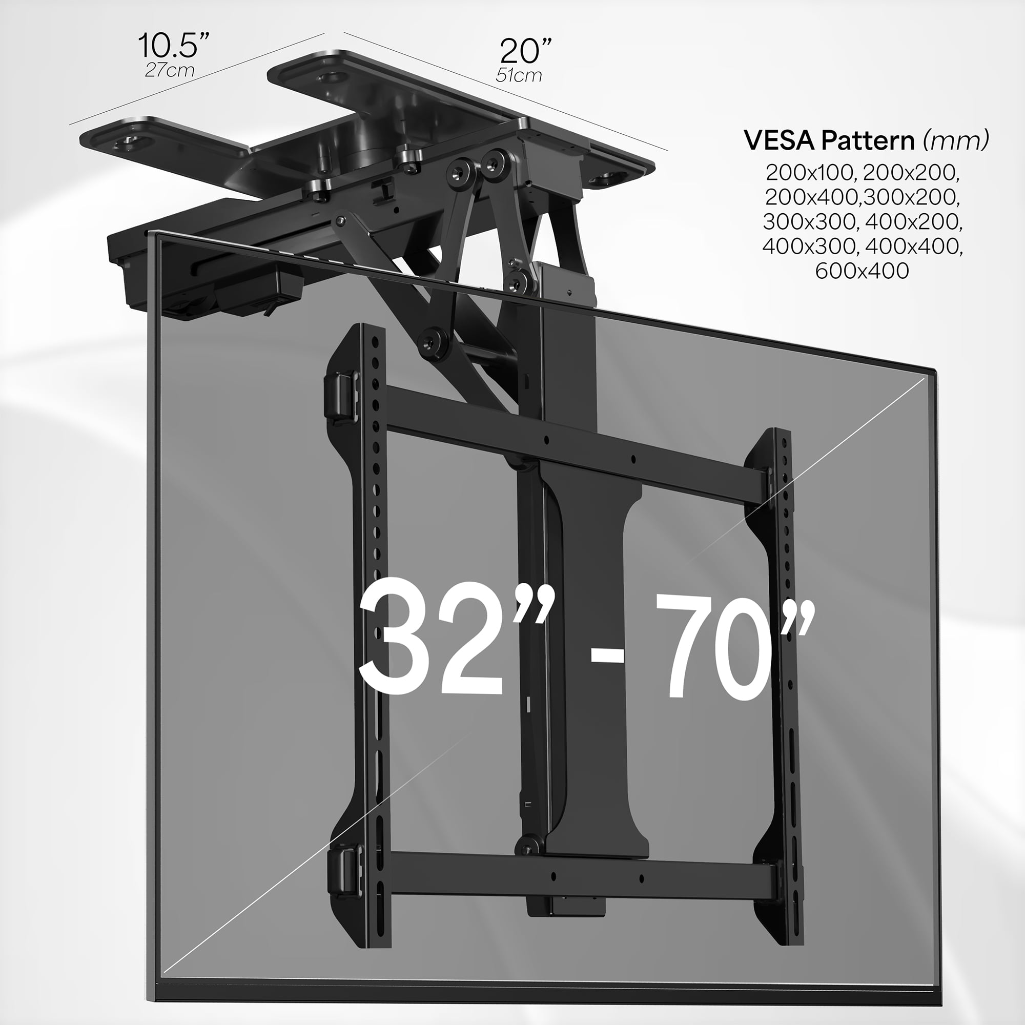 VIVO Black Electric Swivel Flip Down Ceiling TV Mount for 32" to 70" Screen
