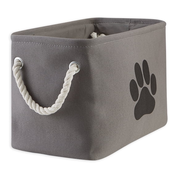 Bone Dry Polyester Pet Bin Paw Gray Rectangle Small
