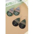 GCKG Black Plaid Leopard Lucky Clover Print Earrings