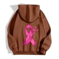 thumbnail image 7 of Womens Fall Zip Up Hoodies Breast Cancer Awareness SweatshirtsSurvivor Support Shirts Women, Drawstring, Pink Ribbon Print Long Sleeve Winter Comfy Track Jackets with Pocket Brown S, 7 of 7