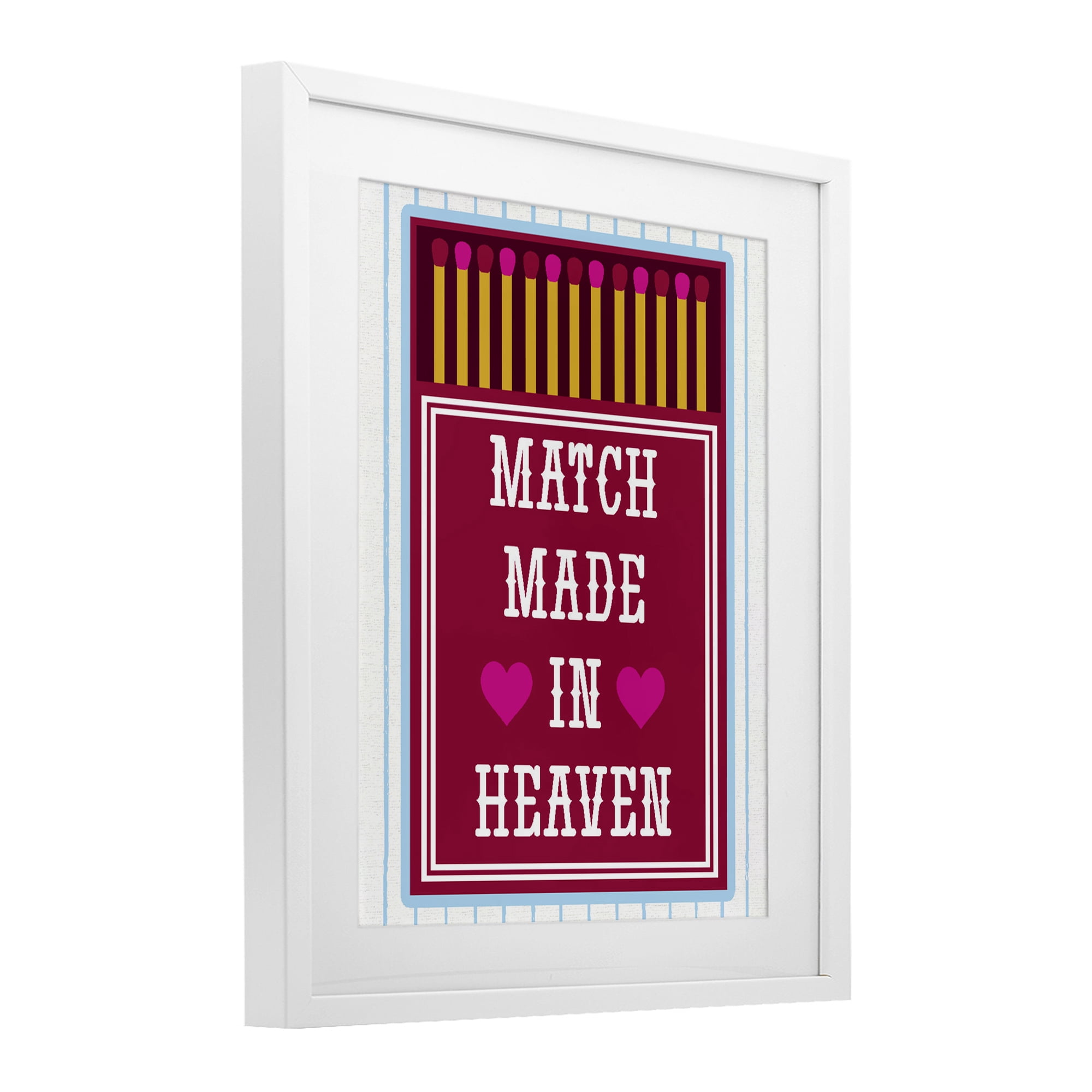 Stupell Industries Vintage Match Made In Heaven White Framed Print Under Glass, design by Lil' Rue