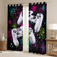 thumbnail image 2 of Manfei Female Men White Gamepads Blackout Curtains Set of 2 (52x84 Each),Graffiti Splash Window Curtains,Video Game Curtains and Drapes,Ultra Soft Home Decor, 2 of 6