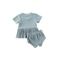 thumbnail image 6 of Qiylii Baby Girls Solid Color Clothes Set, Ruffle Hem Tops+Drawstring Shorts, 6 of 6