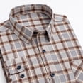 thumbnail image 2 of gbyLJF Men's Checked Long Sleeved Shirt Simple Lapel Button Down Single-sided Pocket Top Regular Fit Casual Business Blouse, 2 of 4