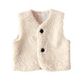 thumbnail image 2 of GiLiling Toddler Girls Boys Infant Fuzzy Teddy Vest Coat Furry Fleece V-Neck Sleeveless Gilet with Button Down Warm Plush Sherpa Outerwear (Beige, 3-4 Years), 2 of 4