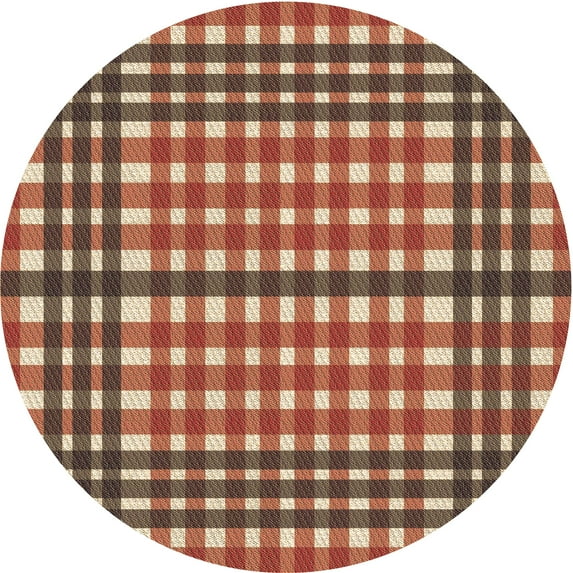 Ahgly Company Indoor Round Patterned FireBrick Red Area Rugs, 8' Round