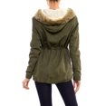 thumbnail image 4 of Womens Faux Fur Hoodie Sherpa Lined Military Safari Utility Fashion Parka Jacket, 4 of 6