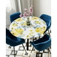 thumbnail image 5 of Round Table Cover 36-44 Inch, Waterproof Reusable Table Cloth Round Fitted Vinyl Tablecloth with Elastic Edged for Parties Outdoors, Summer Abstract Watercolor Flowers Yellow, 5 of 6