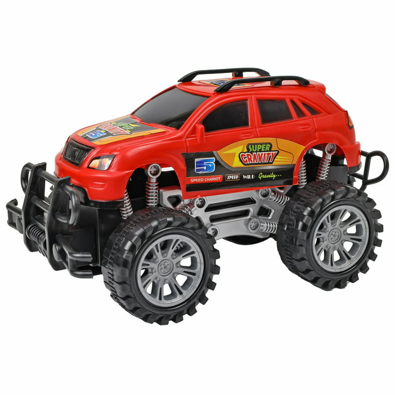 Kidplokio Monster Trucks Red ATV Off Road Friction Toys Trailer Pull Back  Cars
