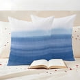 thumbnail image 3 of Blue White Ombre Outdoor Waterproof Pillow Covers, Modern Abstract Striped Lines Art Decorative Square Throw Pillowcase Sofa Cushion Sham for Patio/Couch/Chair, 26"x26" 2 Pack, 3 of 8