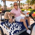 thumbnail image 3 of Golf Cart Seat Covers for 2 Seater,Coral Navy Blue Microfiber Cart Seat Towel Blanket,Coastal Ocean Marine Nautical Beach Absorbent Breathable Non Slip Bench Seats Protector for Golf Course 51"x31", 3 of 9
