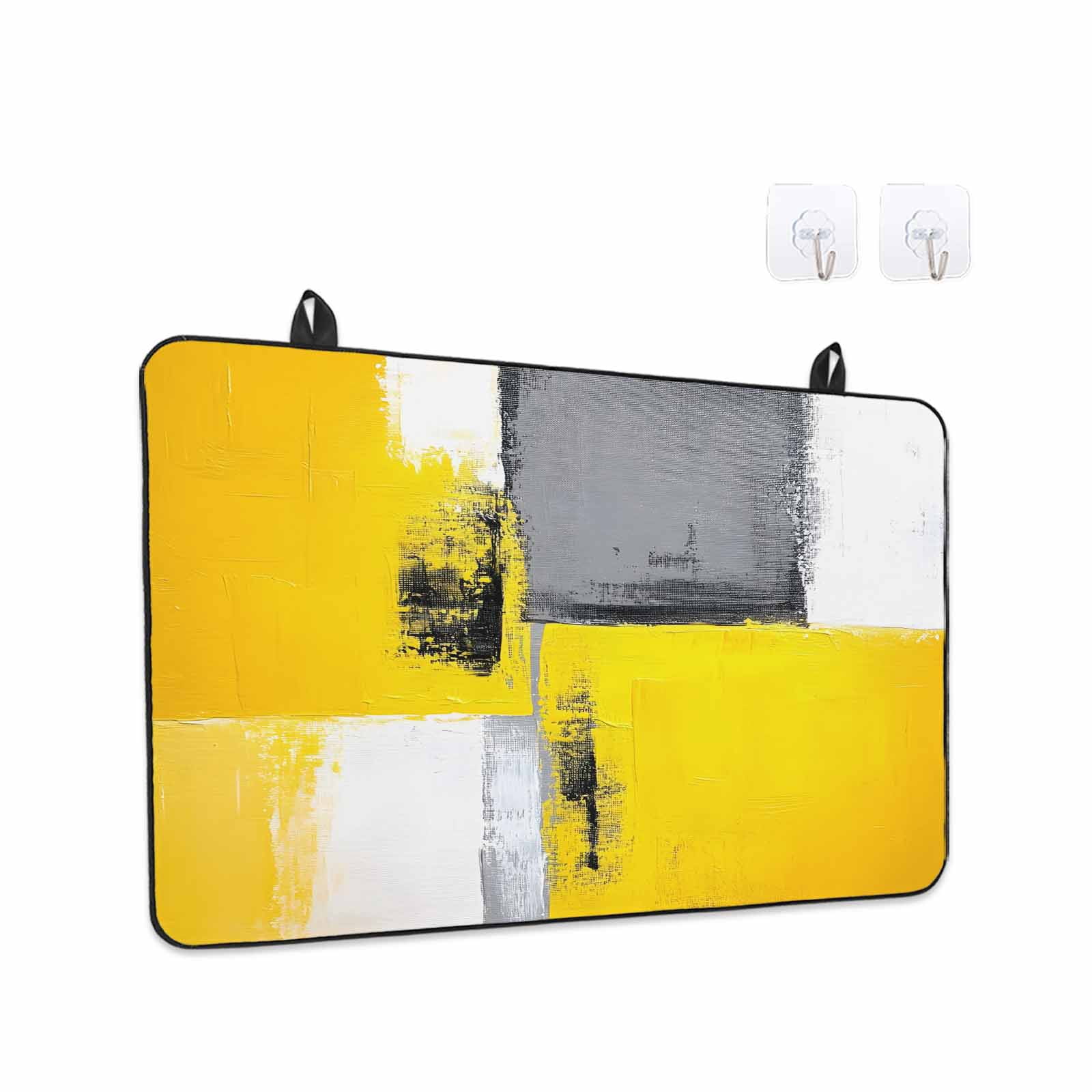 Oil Painting Yellow Grey Stove Top Cover for Electric Stove, Heat-proof & Non Slip Glass Top Stove Cover Protector, Abstract Modern Street Grunge Art Kitchen Flat Cooktop Rubber Mat 24x21 Inches