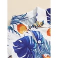 thumbnail image 5 of Biezeib Toddler Boy Summer Shorts Set Tropical Print Lapel Neck Single Breasted Shorts Sleeve Tops Solid Color Shorts Outfit, 5 of 6