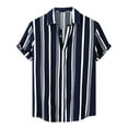 thumbnail image 2 of Awdenio Mens T-shirt Casual Stripe Turndown Short Sleeve Pocket Button Closure Shirt Blouse Summer Fashion Outdoor Sports, 2 of 9