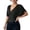 Black, variant on Women's Ruched Wrap Top Tie Back Deep V Neck Dolman Short Sleeve Blouse Shirt Slim Fit Dressy Casual Shirts