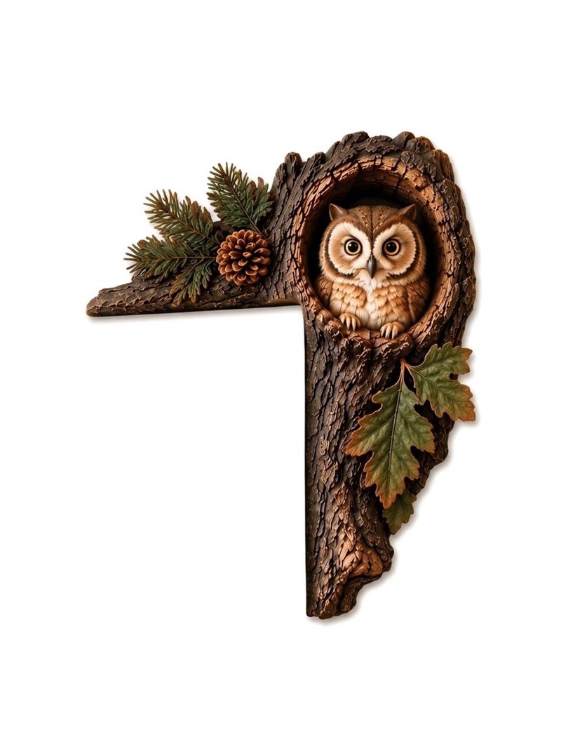 Wooden Forest Owl Tree Hole Door Frame Decor, Wood Animal Corner ...