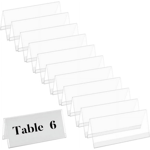 12pcs 8.7x3.3 Inch Acrylic Table Nameplate V-Shaped Clear Name Plates Tent Acrylic Name Plate Display for Office Business Conference Meetingroom Student School Classroom