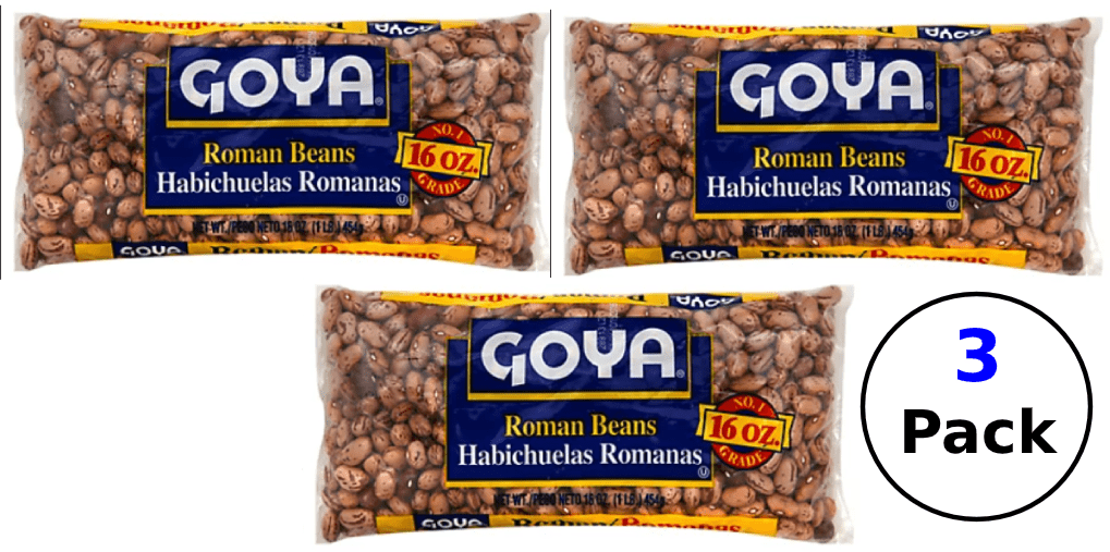 Goya - Roman Beans, Dry, Habichuelas Romanas - 1 lb. (16 oz.) - 3 Pack